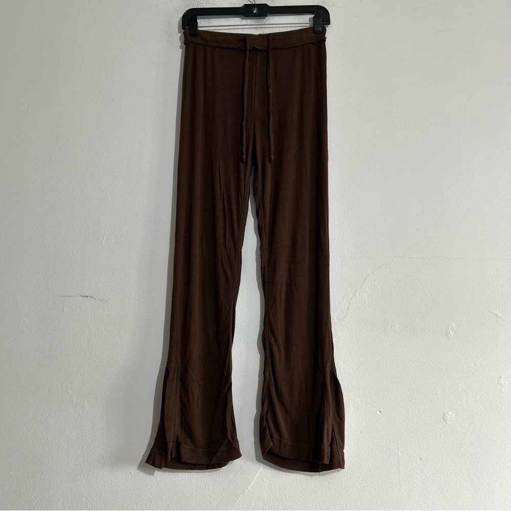 Out From Under Sweet Dreams Split Hem Flare Pants Chocolate Brown Loungewear